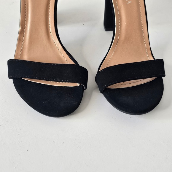 Top Moda Black Ankle Strap Block Heel Sandals Classic Open Toe Women's Shoes 7.5 - Picture 2 of 10